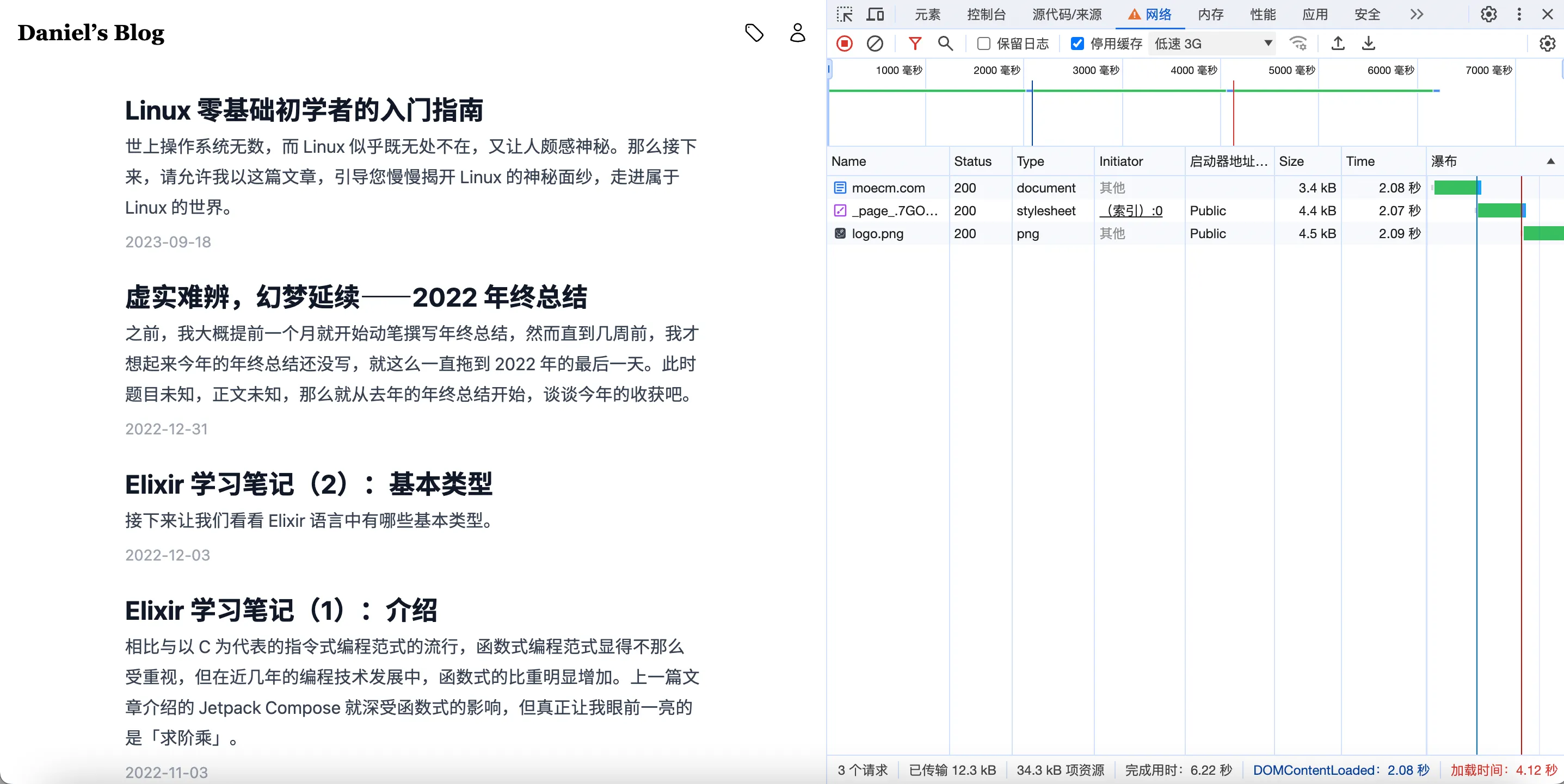 Astro 首页资源加载情况